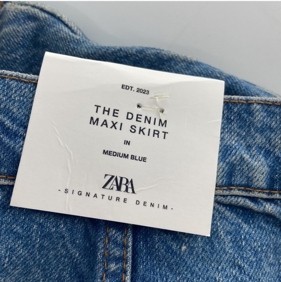 ZARA * HIGH-WAIST ZW LONG DENIM SKIRT FLARED FADED BLUE BLOGGER - Picture 16 of 16